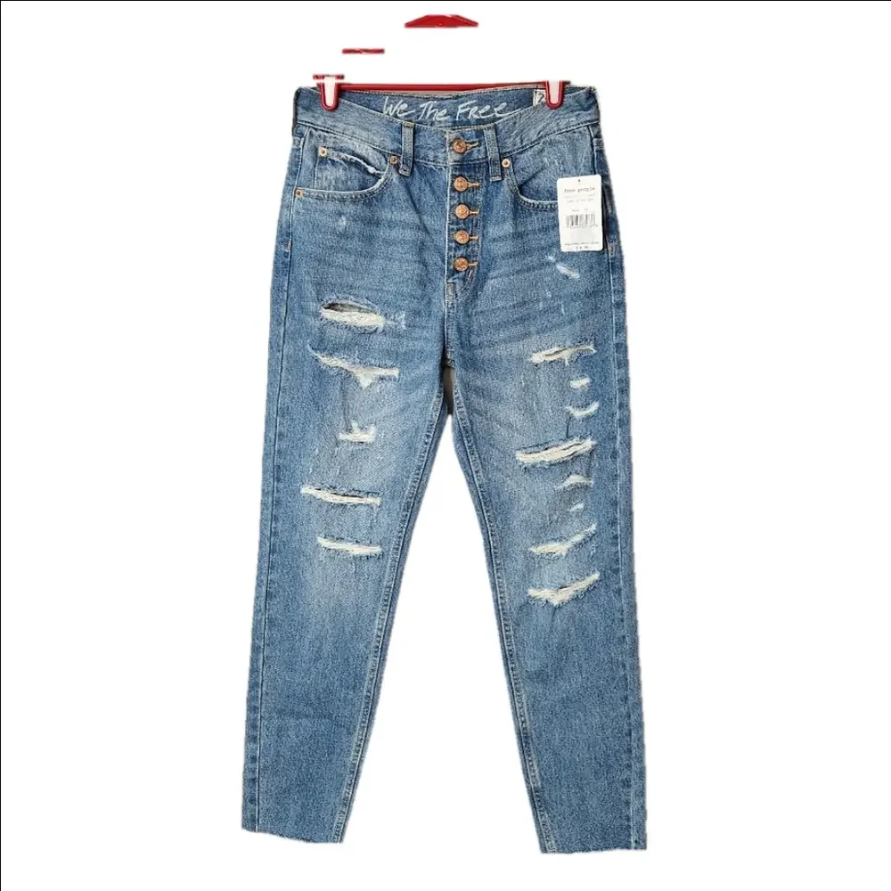 Free People Soak Up The Sun Denim size 24 NWT raw hem high rise